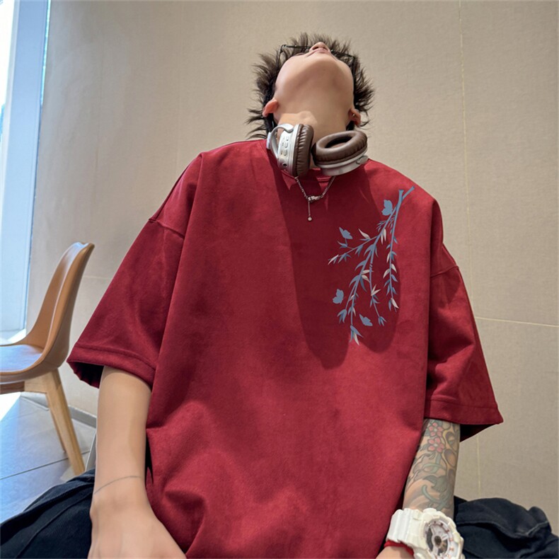 2024夏季新款麂皮绒圆领短袖T恤RT442-特P19控38,男装T恤,电商B370