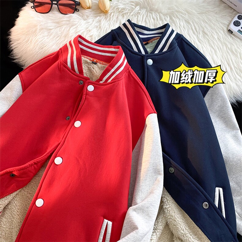 4冬季新款加绒加厚大码宽松棒球服羊羔绒外套男XZ102A-4-300-P65,女装短外套,星座211-2