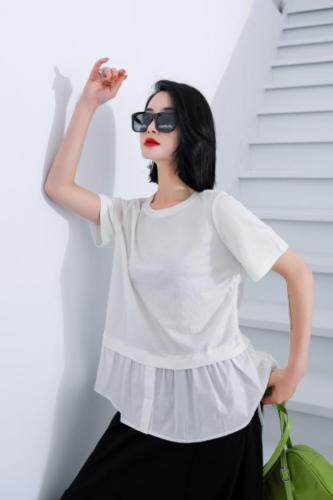 现货夏季新款拼接面料时尚，女装，赛蝶衣社