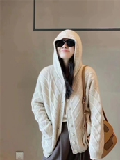 女士开衫长袖外套休闲，女装羊绒衫，七柒羊绒