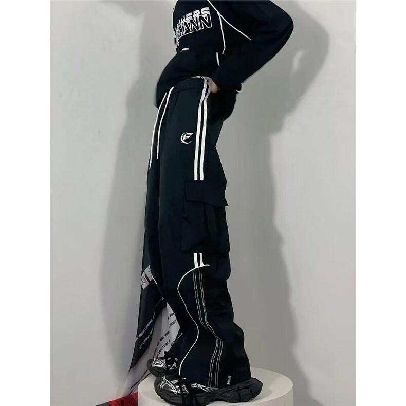 网络图现货！设计感小众条纹宽松微喇拖地休闲裤RD76-P55,男装休闲裤,星座1005-4