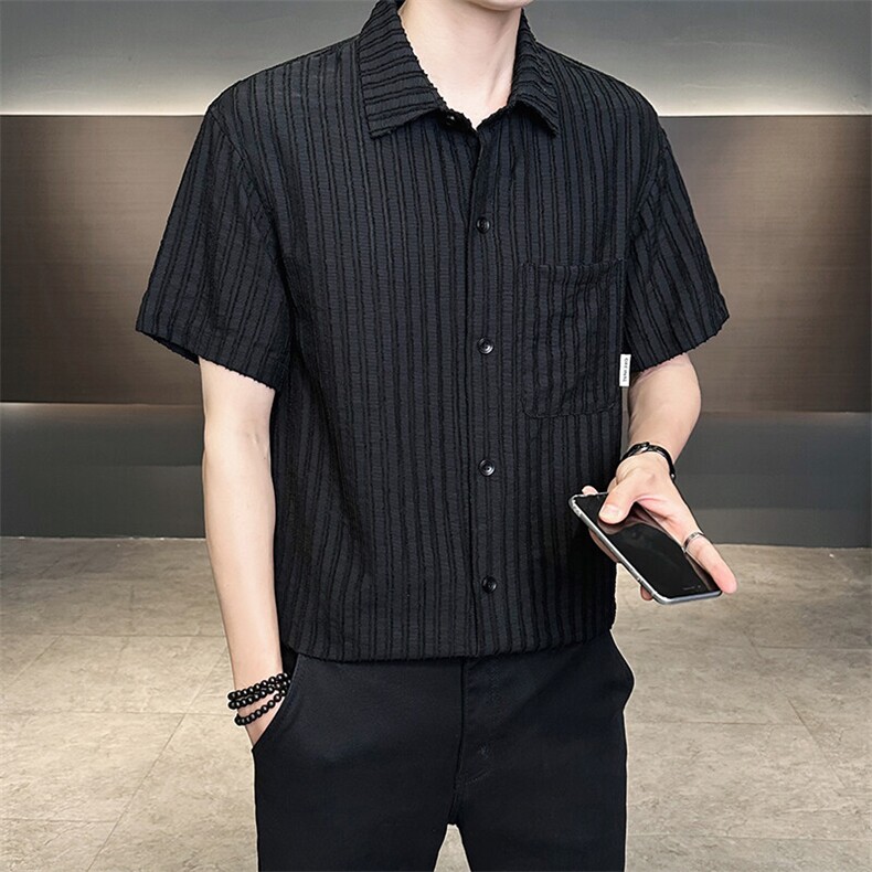 男士短袖衬衫高级感定制面料冰丝透气档口大货C317-C801-P55,男装衬衫,电商C317