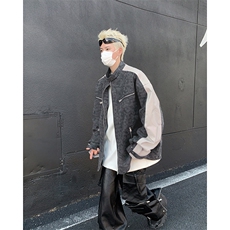 皮衣外套男春秋季新款设计痞帅宽松飞行服pu皮夹克JK85533-p86，男装夹克，星座1008