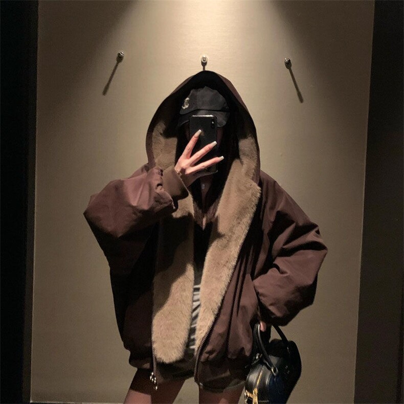 两面穿现货重磅短款座山雕棉衣男女双面穿毛毛绒棉服加厚外套,男装棉衣,电商A486