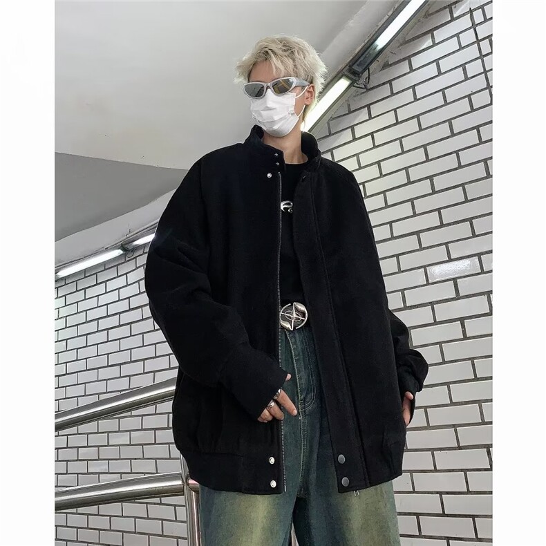 立领毛呢夹克男士秋冬季韩版宽松潮高级感复古外套上衣服8225,男装夹克,星座1116A-1（原606A）