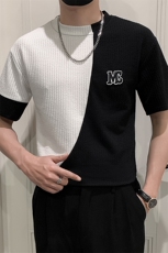 黑色2023精神小伙修身男士圆领潮款短袖T恤打底衫潮6697-P48控68，男装T恤，电商A108