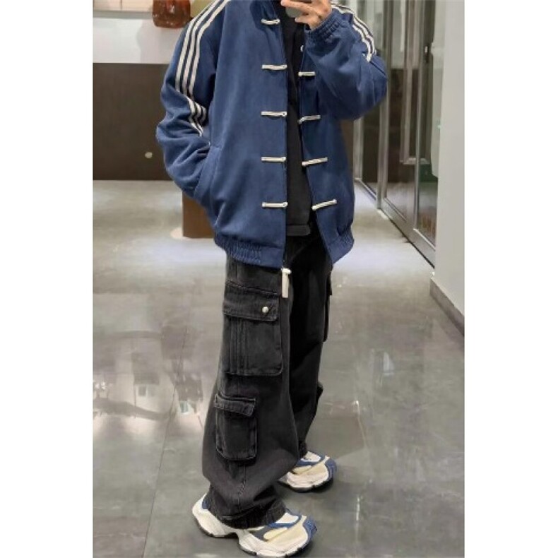 网络图新中式风盘扣外套男款春季设计感立领棒球服,女装短外套,星座410-6（原星座1304-1）
