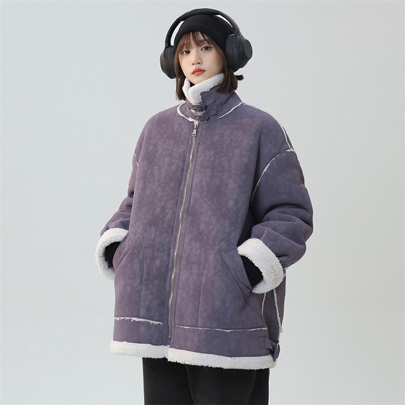 皮毛一体羊羔毛外套女冬季新款机车服夹克棉服225-2-Y208-P158,男装夹克,星座225-2