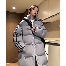 中性过膝棉衣织带三条杠长款加厚情侣羽棉服外套男G1076P168，男装棉衣，电商A339