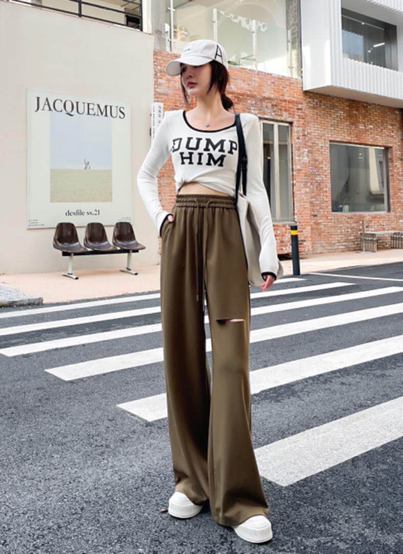 秋装新款破洞阔腿裤，其它，C&B