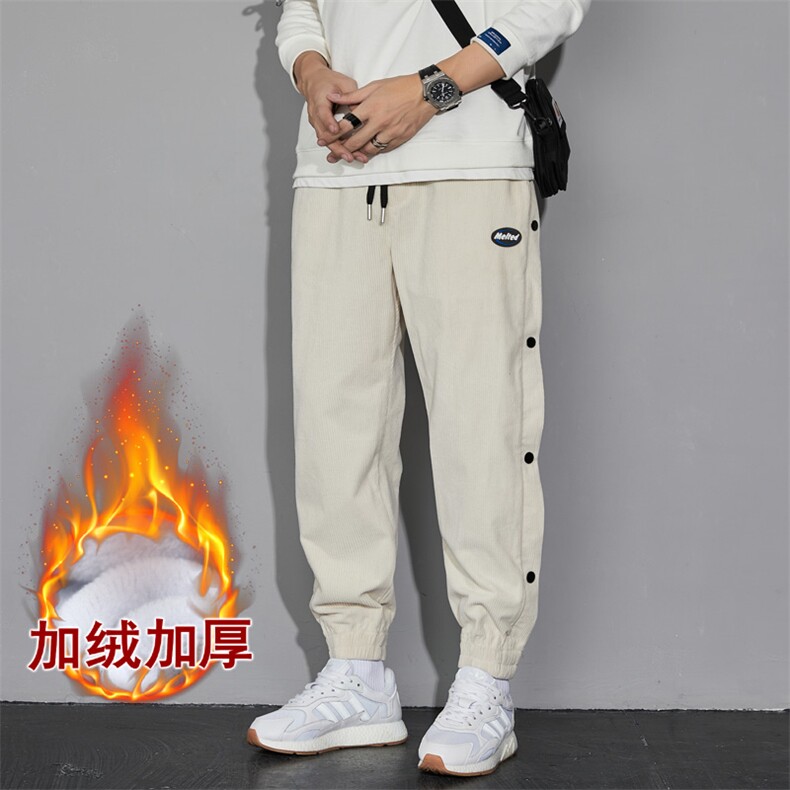 加绒秋冬季灯芯绒休闲裤男高端卫裤束脚运动长裤子K505加绒-TP55,男装休闲裤,电商A320