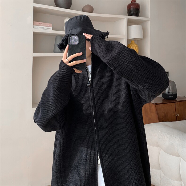 灰色立领开衫毛衣外套男款秋季cleanfit慵懒风针织衫美式复古夹克,男装针织衫/毛衣,电商A169