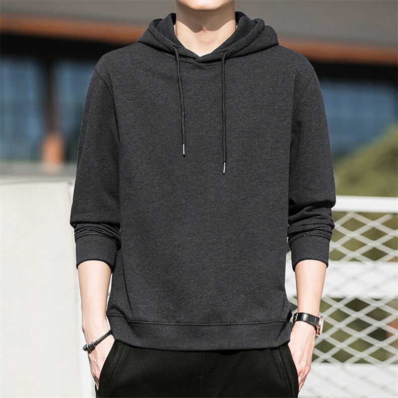 连帽卫衣男士灰色打底上衣2026春秋季新款潮流休闲运动外套男图片