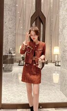 加小香套装拼接貂毛，女装职业装，沐依惜(2F)