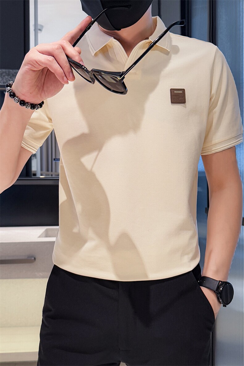 2025夏季新款主推款V领绣标短袖T恤潮流翻领Polo衫B9705-P48,男装T恤,电商D342