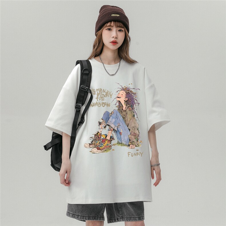 中性23夏季潮流女孩印花棉短袖T恤女T61125P25控38,男装T恤,电商A268