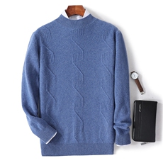 秋冬季新款舒适时尚百搭男士加厚提花半高领羊毛衫男装，男装羊毛衫，绒韵雅