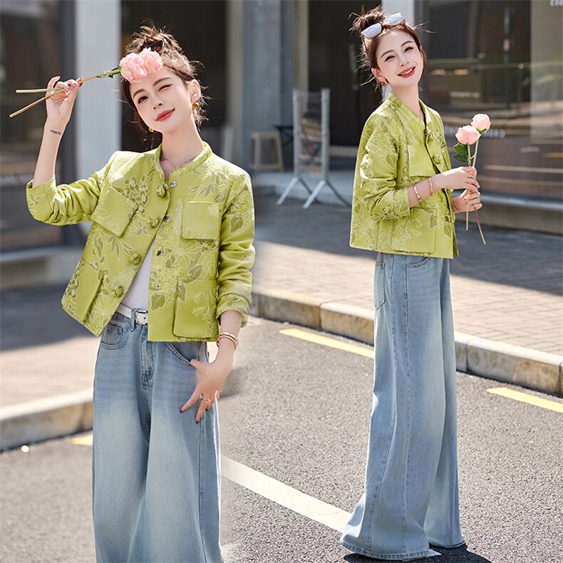 新中式国风高档提花外套女2025新款开春爆款洋气减龄小个子短上衣,女装短外套,橙子家