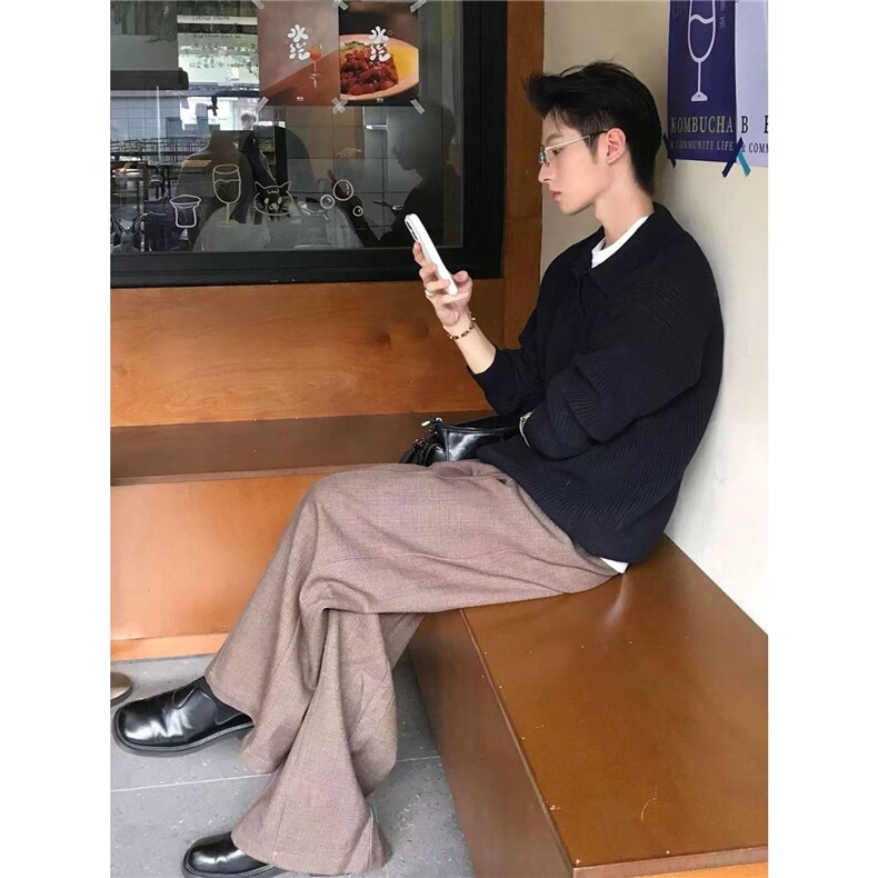 5015-P53黑色polo领毛衣男秋冬美式复古套头针织衫cleanfit,男装针织衫/毛衣,电商B323A