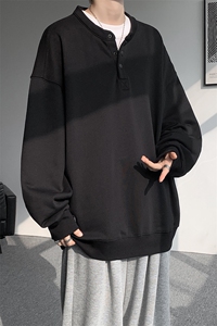 重磅半开襟亨利领卫衣大码高级感纯色无帽套头上衣LW601特P42控78图片