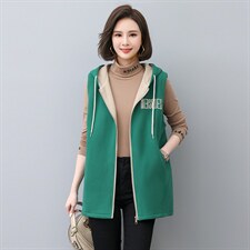 2022年秋季纯色棉常规通勤拉链连帽马夹，女装马甲，依倍林