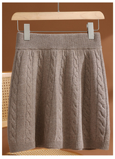 2025年秋季中腰时尚百搭麻花小伞裙，女装半身裙，玛莎羊绒