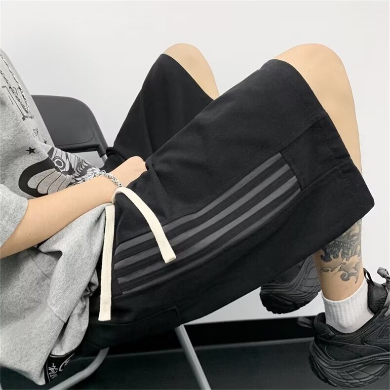 美式潮牌条杠短裤男夏季高街潮流痞帅抽绳运动短裤DK257-p35,男装牛仔裤,星座1001-1