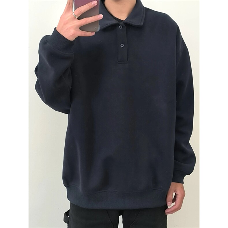 抖音得物高品质二开25秋冬美式高街结构设计POLO翻领卫衣外套W77,男装卫衣,电商A486-1