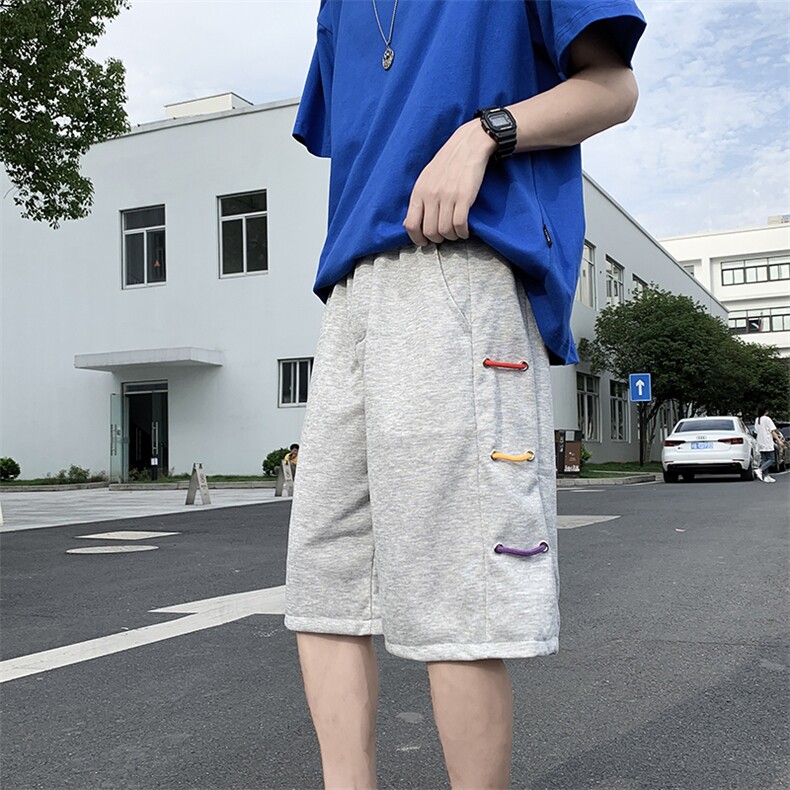彩绳篮球运动裤男韩高街嘻哈直筒宽松短裤学生五分卫裤K814-P30,男装休闲裤,星座512-2