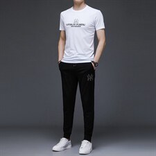 2023年夏款潮流休闲时尚男士运动短袖套装P135，男装休闲套装，电商D223-1