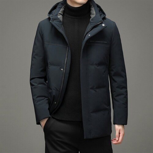 21新款中年羽绒服可脱卸帽男中长款休闲商务冬装外套HM2370-P305，男装羽绒服，电商B212（原钱塘6029）