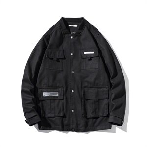 2021春秋季新日系网格风大码男潮牌工装夹克棒球领外套J961-P75图片