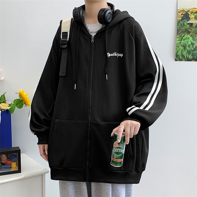 高品质新款春秋季开衫连帽卫衣男潮宽松青少年休闲ins外套WY01P58图片