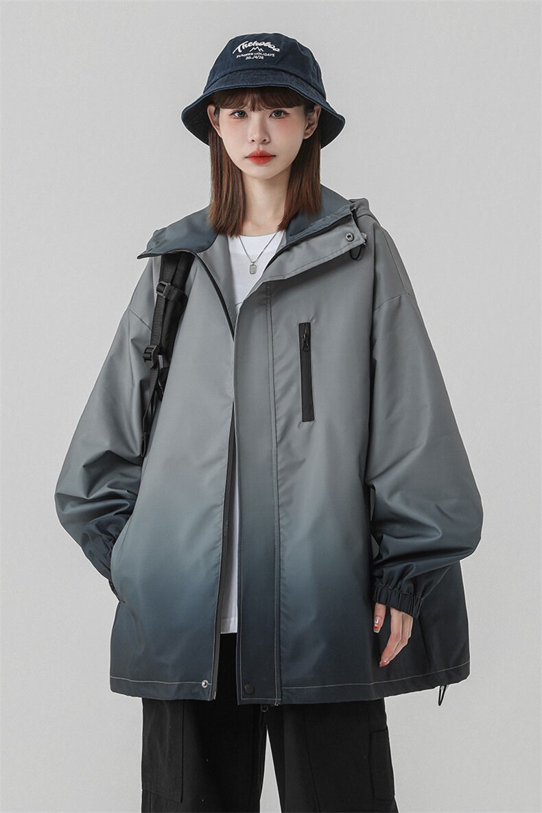 中性风山系防水冲锋衣渐变色夹克女聚酯纤维JK77088P85控128,男装夹克,星座226-1