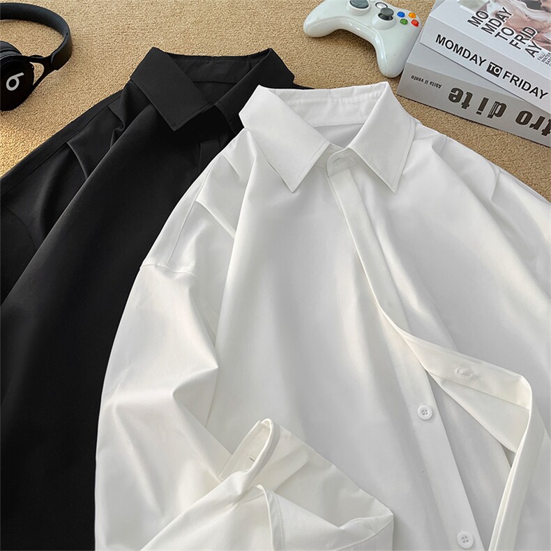 纯色休闲港风简约百搭舒适宽松韩版长袖衬衫男C2259-特价P30，男装衬衫，电商A007