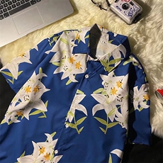 复古印花翻领丝简约文艺短袖衬衣清凉宽松短裤大码套装TZK06P50，男装休闲套装，星座1116-2