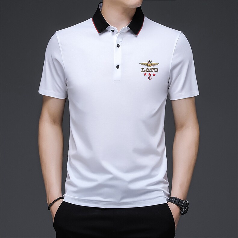 POLO衫男士短袖t恤男冰丝翻领夏季2022商务高端中年休闲宽松男装图片