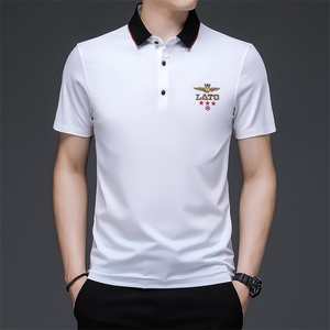 POLO衫男士短袖t恤男冰丝翻领夏季2022商务高端中年休闲宽松男装图片