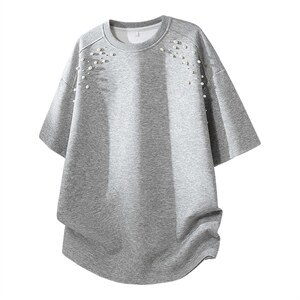 2026夏季含棉重磅中性潮牌圆领短袖重工艺钉珠设计T恤TC31203-P40，男装T恤，星座717