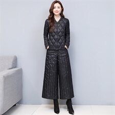 羽绒服套装女2024冬季新品中青年气质显瘦时尚阔腿裤白鸭绒两件套，女装羽绒服，悠米