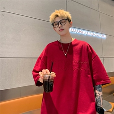 港风钢印字母潮短袖T恤男DT77775P25块特价控48：供抖音视频，男装T恤，星座227-7