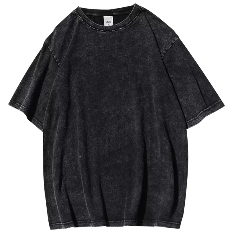 230克100棉蜡染水洗做旧光板宽松中性短袖T恤T400-P21整包10件，女装T恤，电商B245