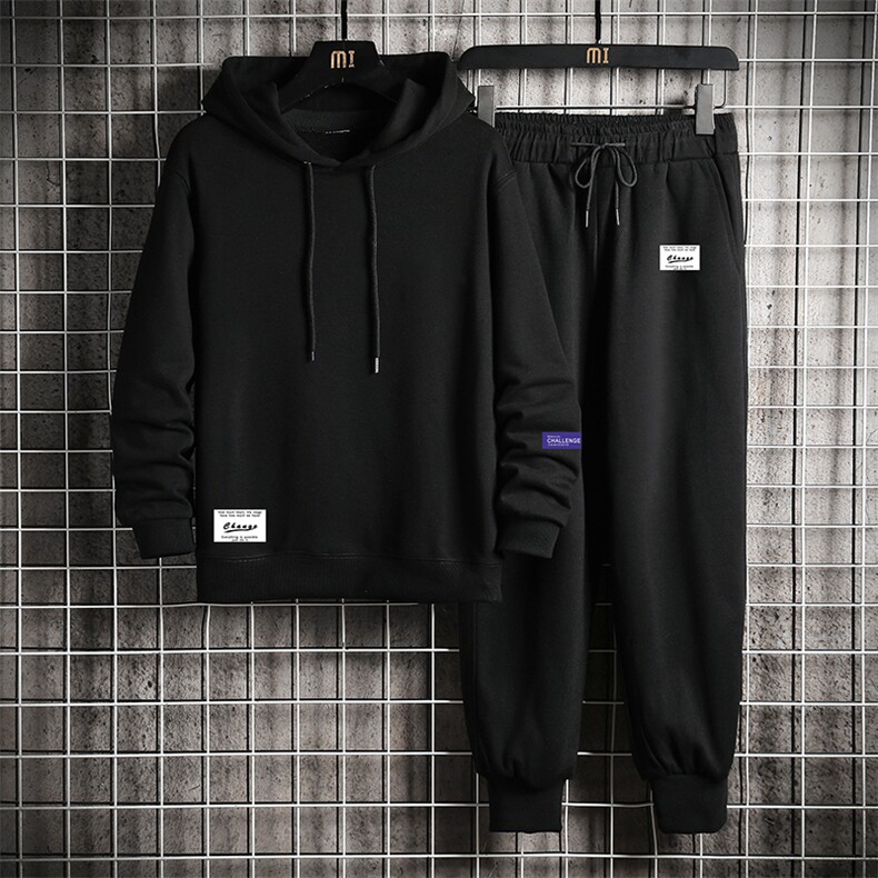 TL8062-P80 连帽卫衣套装男运动套装两件套长袖运动服 网格挂拍图片