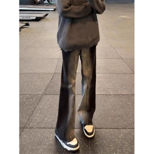 美式高街vibe裤子男款潮牌痞帅炸街撞色拼接微喇牛仔裤修身直筒裤图片