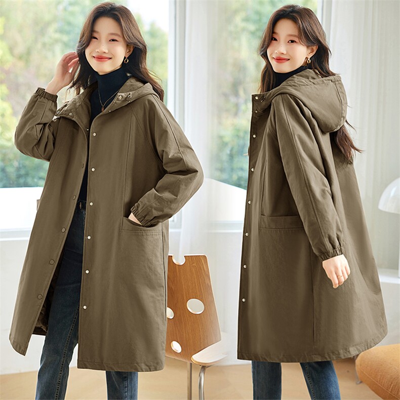 2024冬季新款夹棉保暖中长款修身显瘦休闲连帽棉服，女装派克服，希欧阁