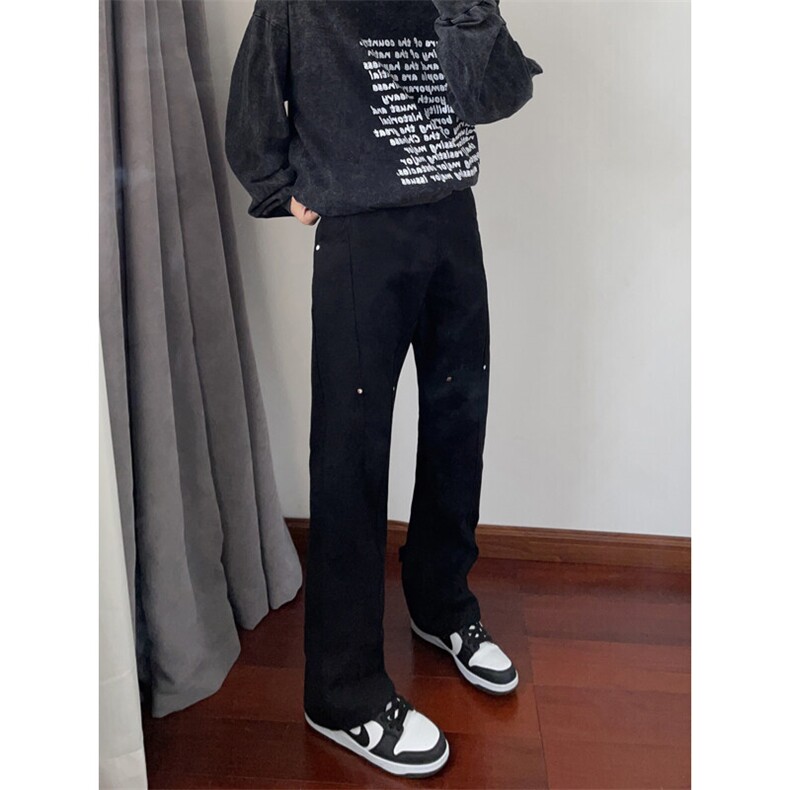 B221美式ins高街暗黑小众铆钉迷彩牛仔裤LK24386-特P46控78,男装休闲裤,电商B221