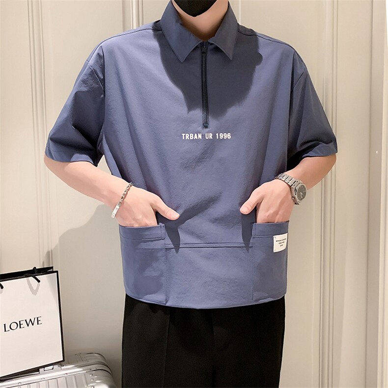 23年夏季男士翻领T恤A210-8035-p4890%锦纶10%氨纶,男装T恤,电商A210