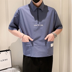 23年夏季男士翻领T恤A210-8035-p4890%锦纶10%氨纶，男装T恤，电商A210