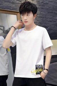 6907-P30夏季短袖t恤男士潮牌圆领刺绣半袖男装潮流体恤图片