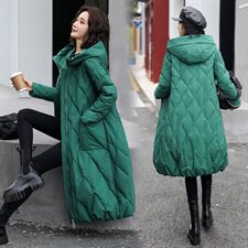 羽绒服90绒女中长款2020年冬季新款连帽外套加大加厚，女装羽绒服，海爱依仁